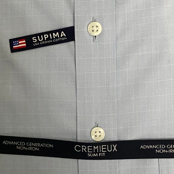 Daniel Cremieux Dress Shirt Men's 16-33 Slim Fit Supima Blue Check NEW - Picture 4 of 9